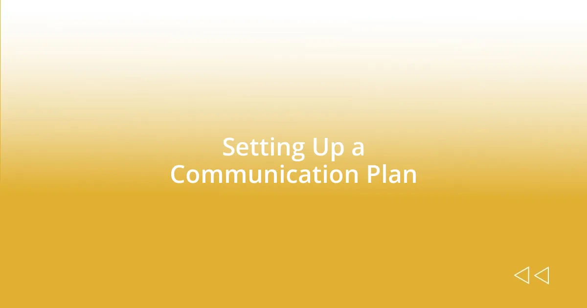 Setting Up a Communication Plan