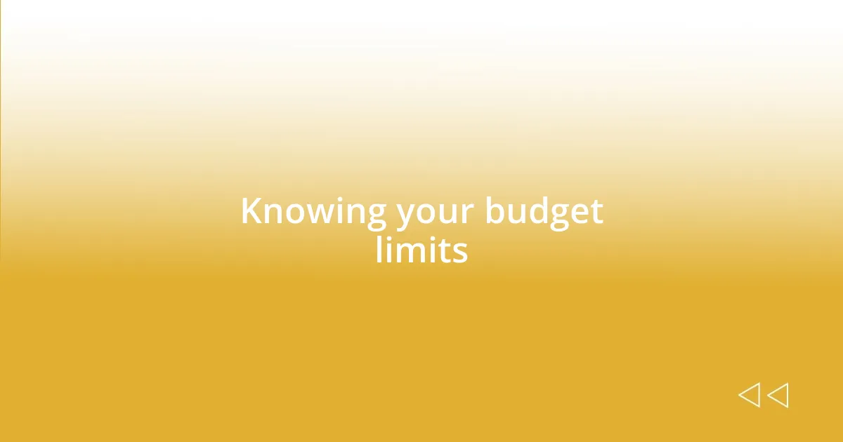 Knowing your budget limits