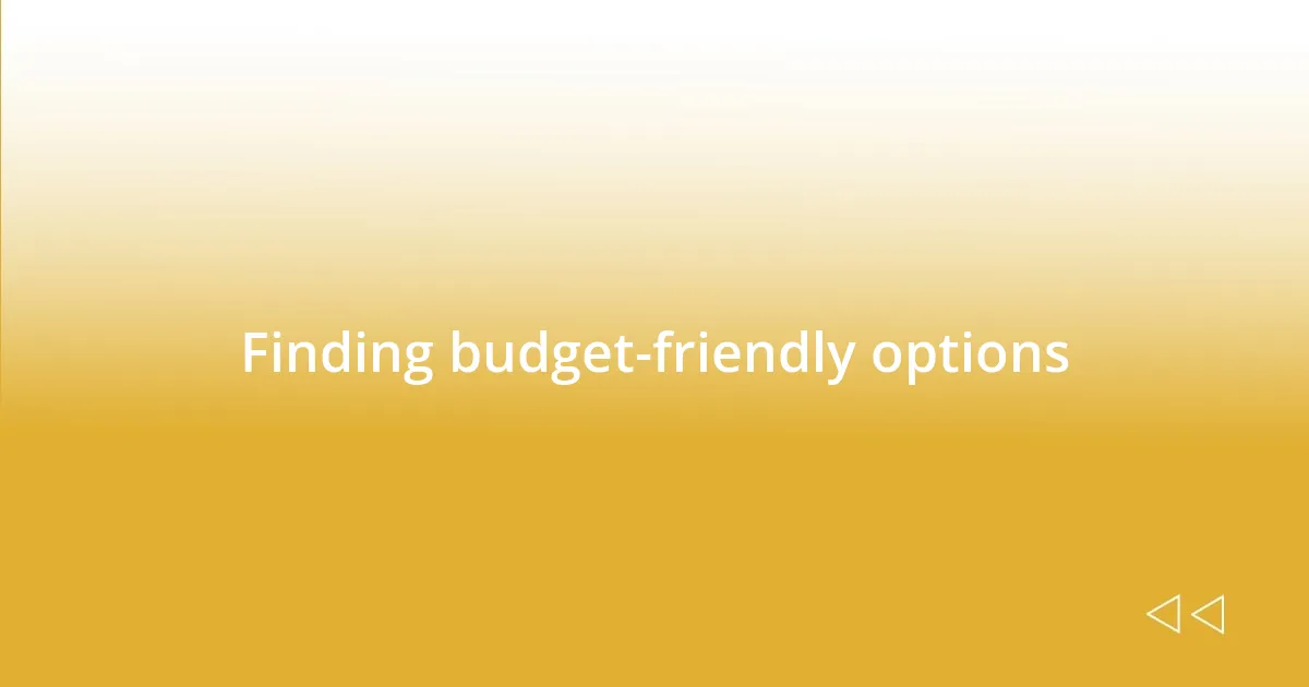 Finding budget-friendly options